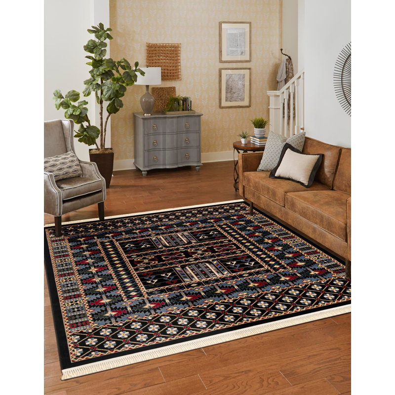 Tapis noir Aucun, Carré 6 pi 1 po
