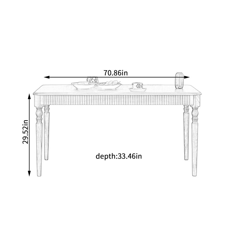 Table de salle à manger American, H 29,52 po x L 70,86 po x l 33,46 po