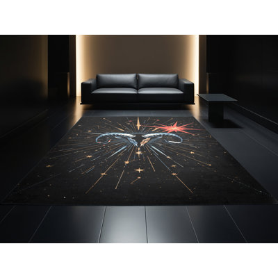 Tapis gris et noir délavé à la machine Pantelie