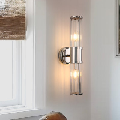3 In 2-Light Chrome Crystal Bathroom Wall Sconce, Vertical Horizontal Wall Mount Vanity Light Fixture