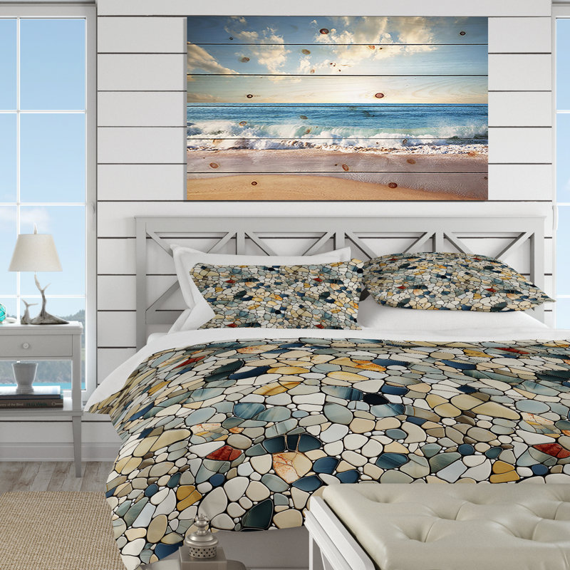Ensemble de housse de couette Pebble Mosaic Tropical Pattern II - Tropical, Housse de couette pour très grand lit et 2 très