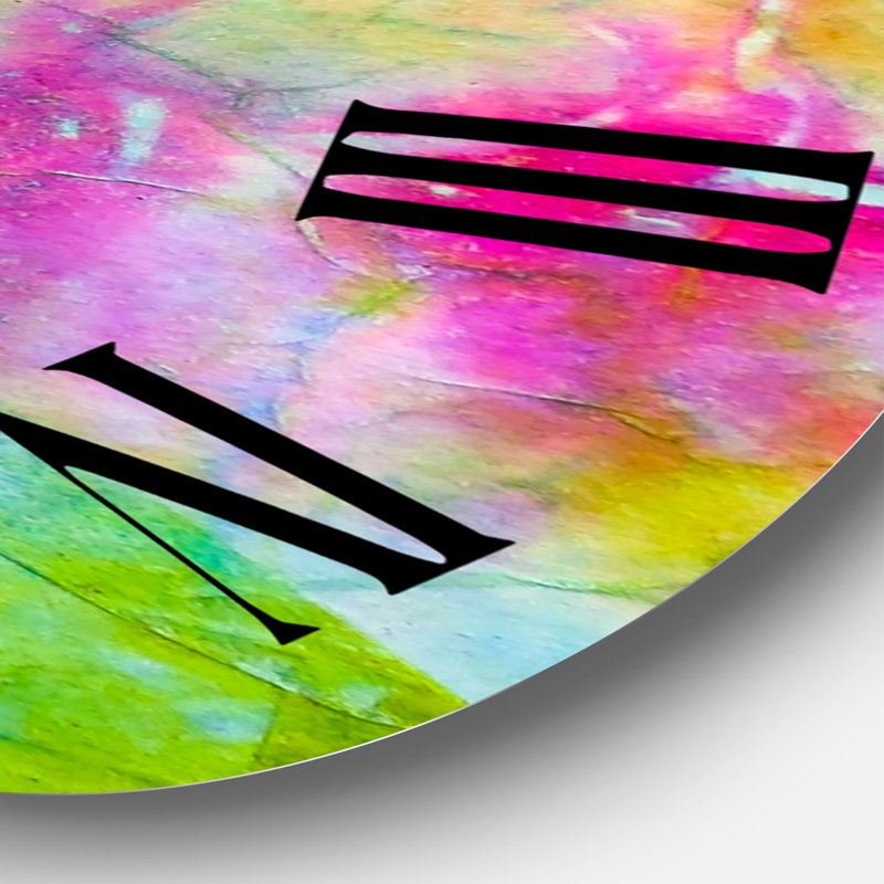 White Giraffe Drawing On Bright Rainbow - Children's Art wall clock, Large