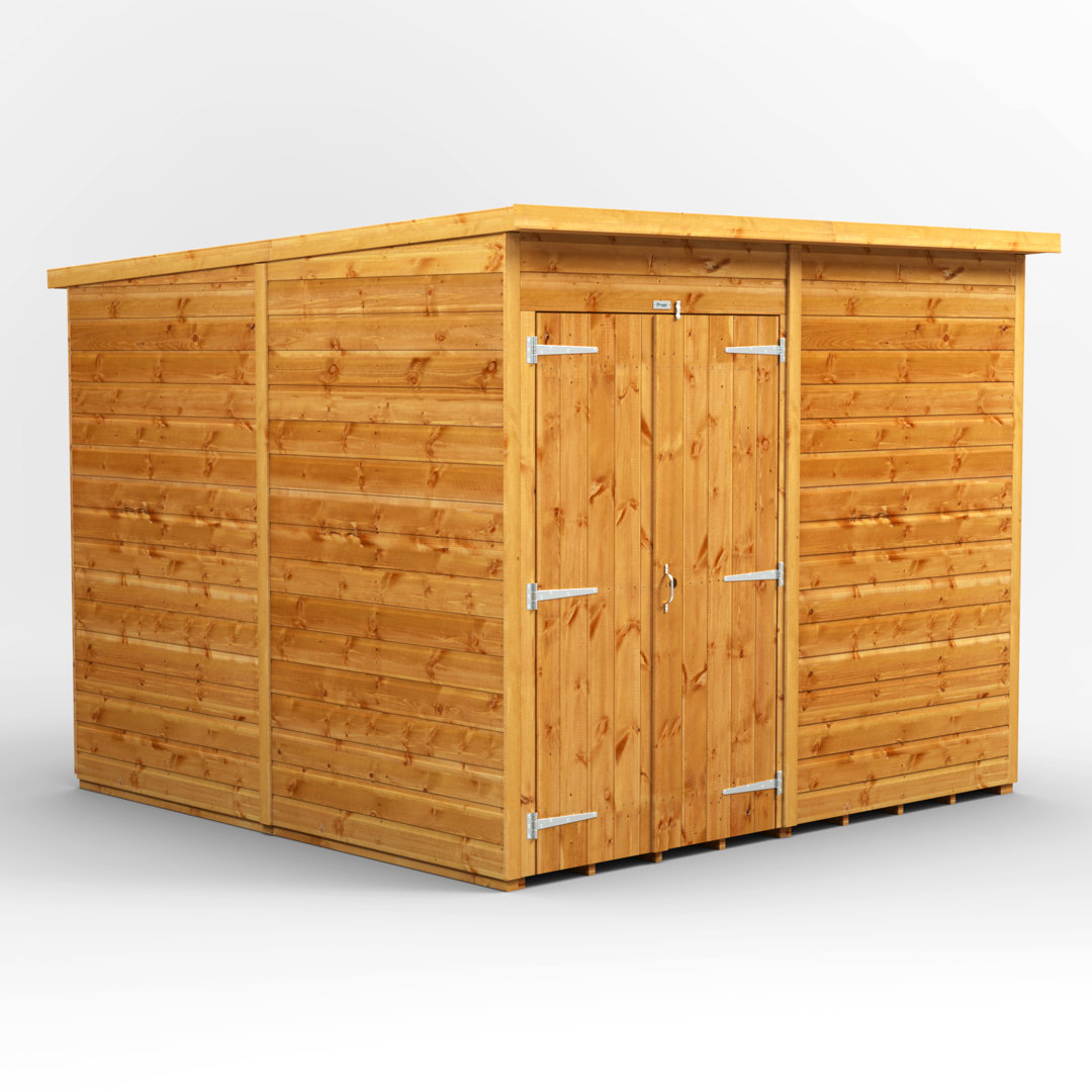 Powersheds 8 x 8ft Timber Tongue & Groove Windowless Pent Garden Shed Double Doors