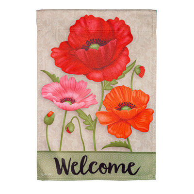Drapeau de jardin en suède Poppy Welcome
