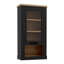 Modern Farmhouse Style Wall Hanging Shelf, 1 Glass Door, Engineered Wood, Black Oak/Light Oak Decor, 71.2 cm W x 136.5 cm H x 24.4 cm D