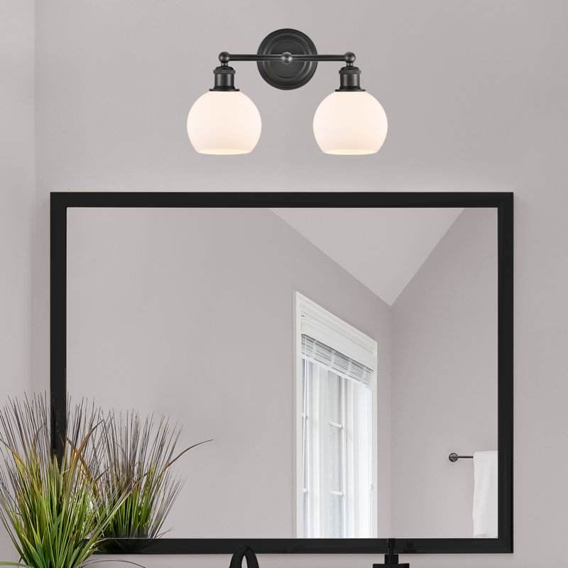 Éclairage de salle de bain à 2 lumières à intensité variable, Noir mat, Blanc mat