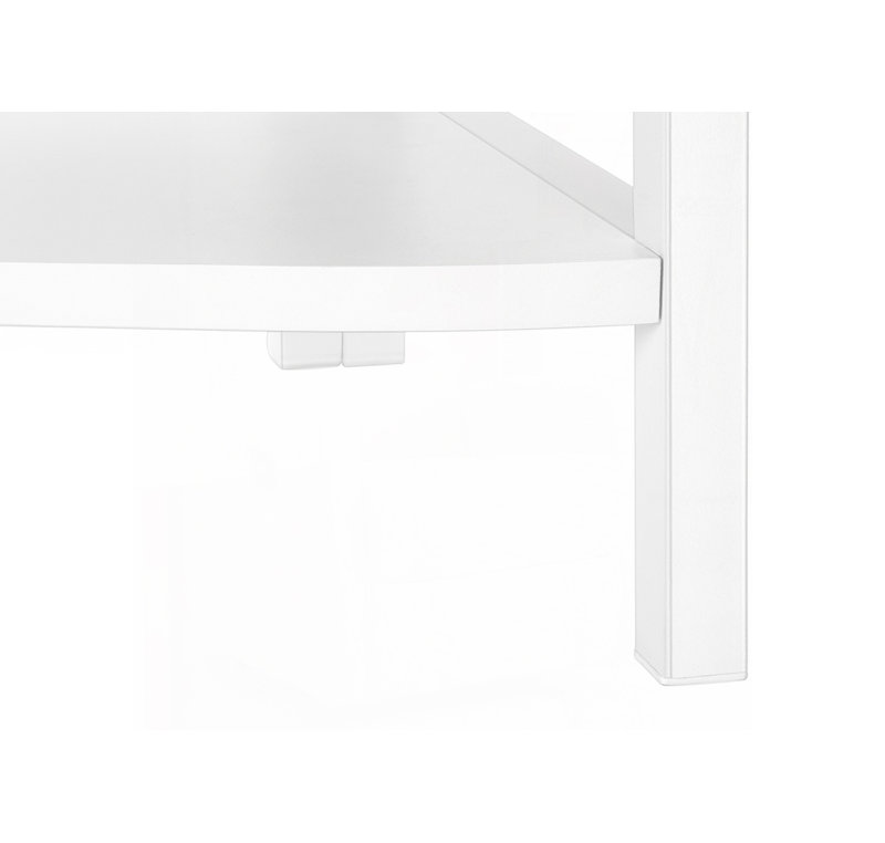 Bibliothèque de coin à 4 niveaux, Blanc, (4 tablettes) H 59 po x l 17,5 po x P 12,5 po