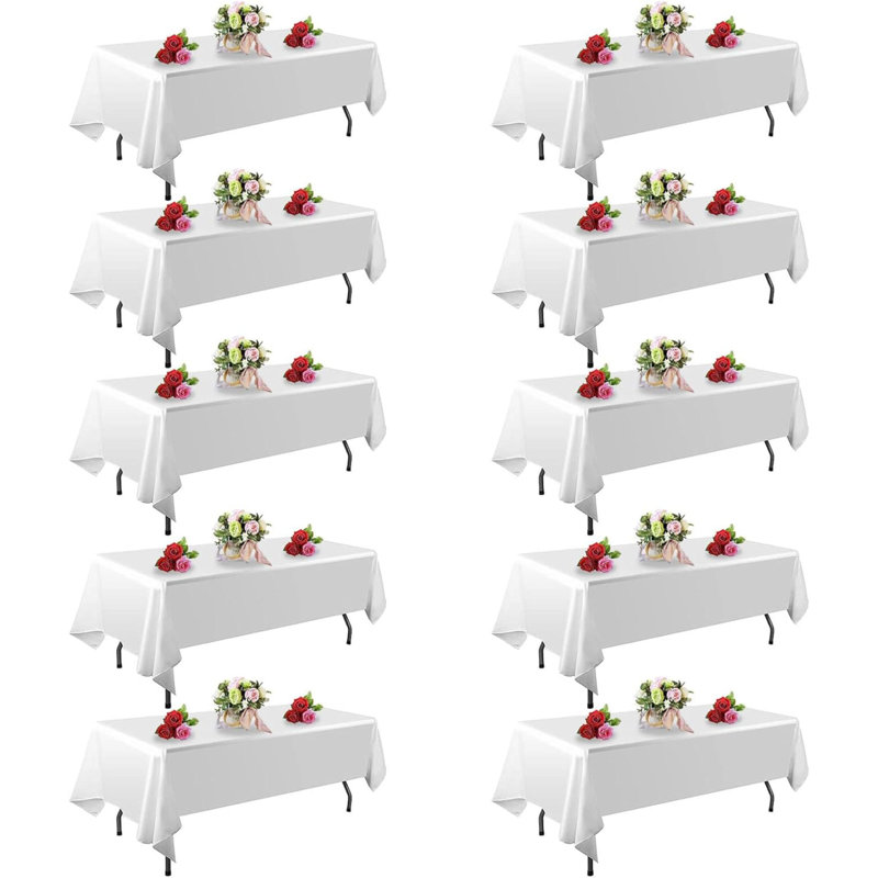 10 Pack  Table Cloth Rectangle Table  Tablecloths For Rectangle Tables. Stain And Winkle Resistant Polyester Washable  Tablecloths For Parties Wedding Dining
