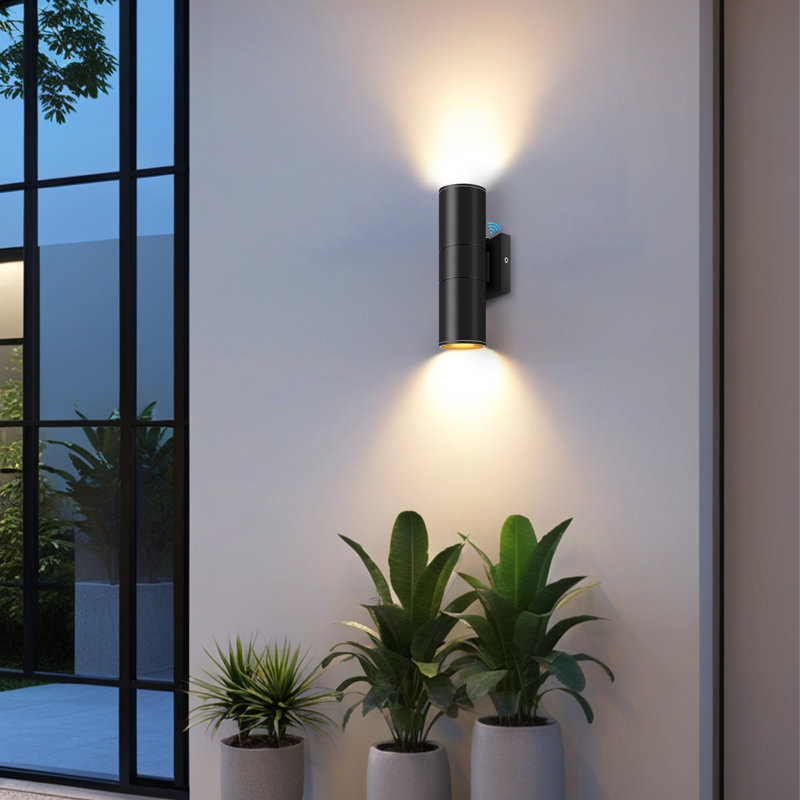 Outdoor Dusk-To-Dawn Sensor Wall Lights - 6-Pack IP65 Waterproof Aluminum Design, Matte Black
