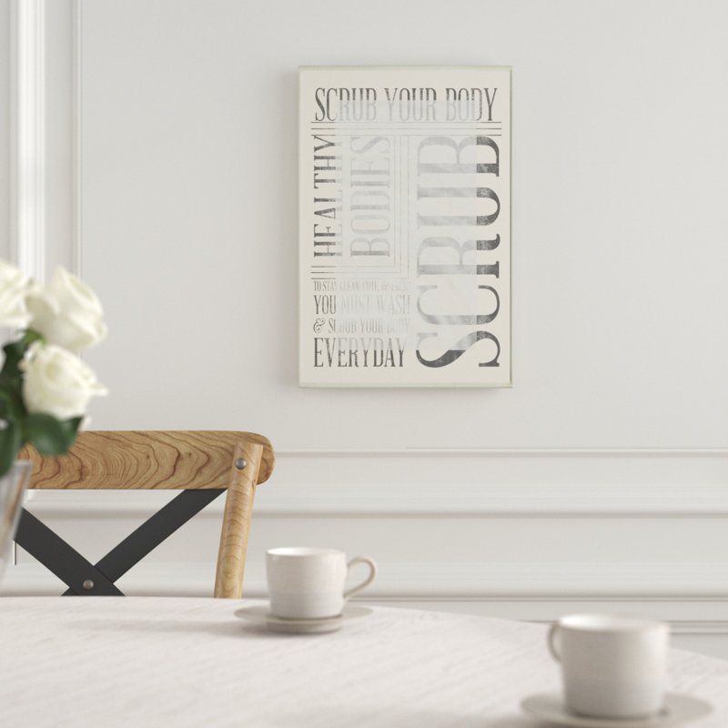 Plaque murale pour salle de bain typographie "scrub your body"