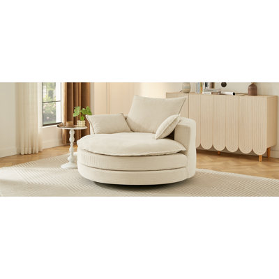 Fauteuil d'appoint demi-tonneau pivotant à 360 ° Fauteuil demi-tonneau pivotant de 57,5 po avec coussins doubles et 3 coussins amovibles