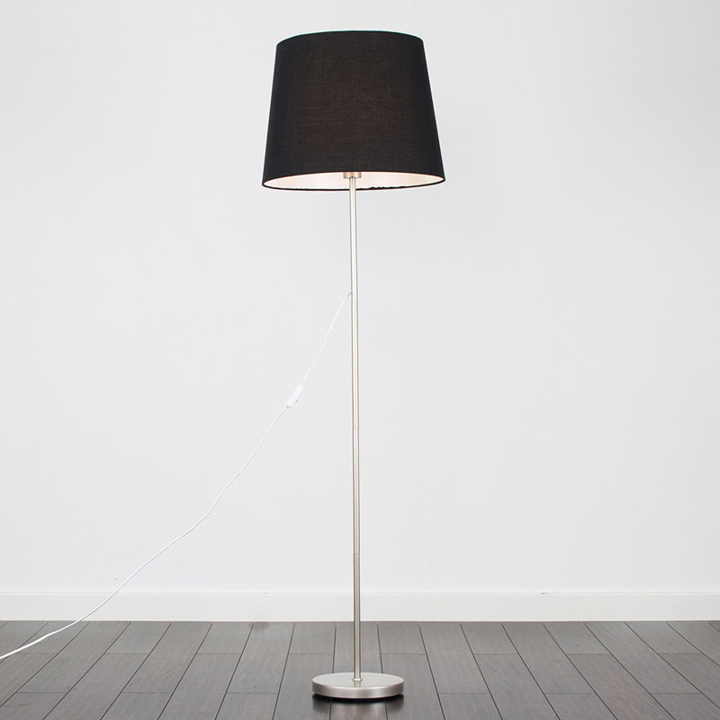 Bekbele 158cm Traditional Floor Lamp, Black, Yes, Brushed Chrome