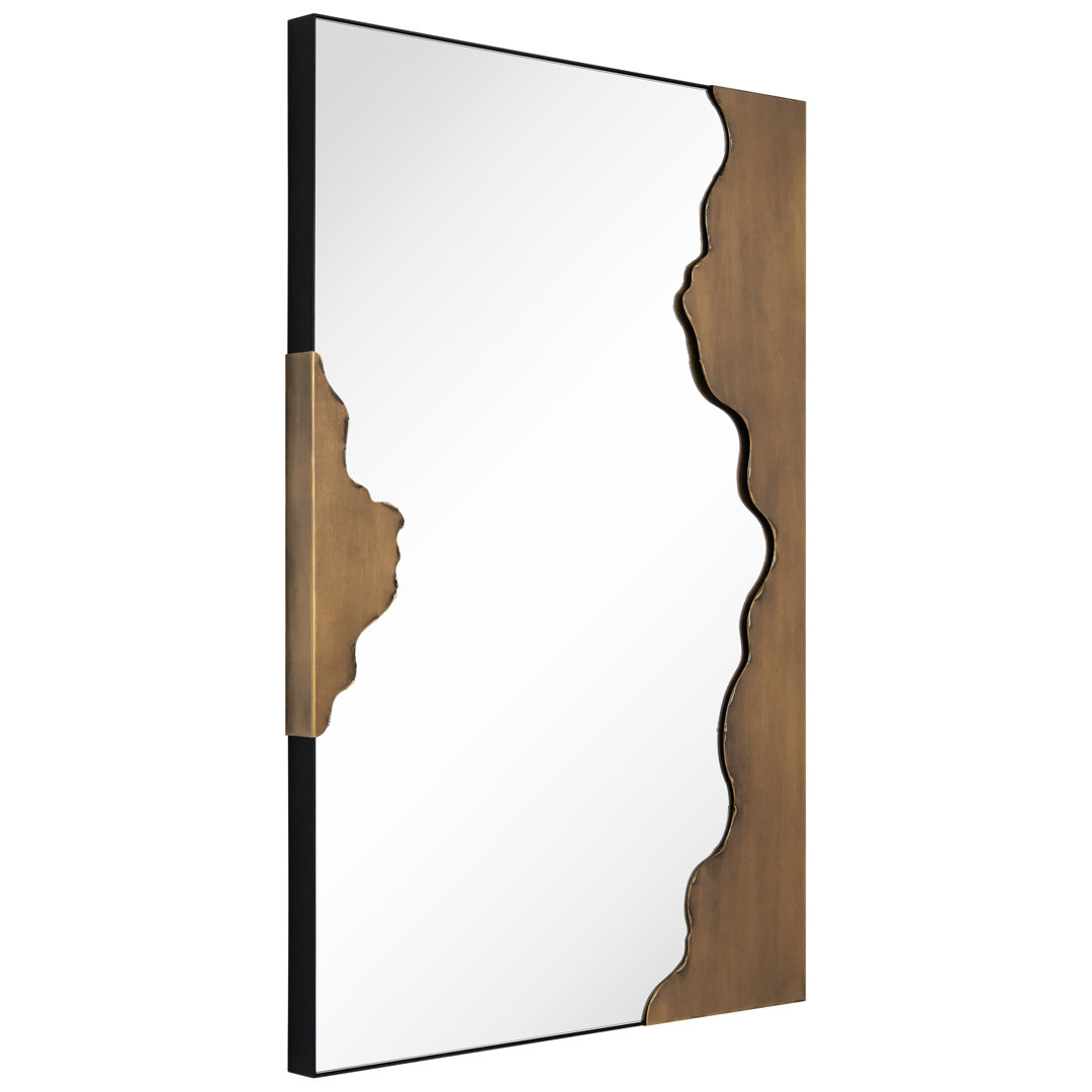 Antique Gold Edge Tear Rectangular Wall Mirror Featuring a Brushed Antique Gold Iron Frame Empire Art Direct