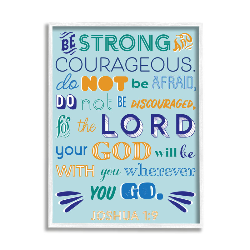 « be strong solid blue blue », art textuel sur fond orange, Toile tendue, H 20 po x l 16 po