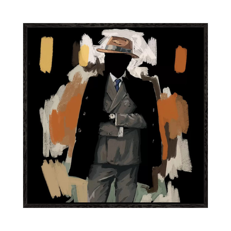 The Overcoat - Painting on Canvas, Black Floater Framed, 66.04cm H x 66.04cm W x 3.81cm D