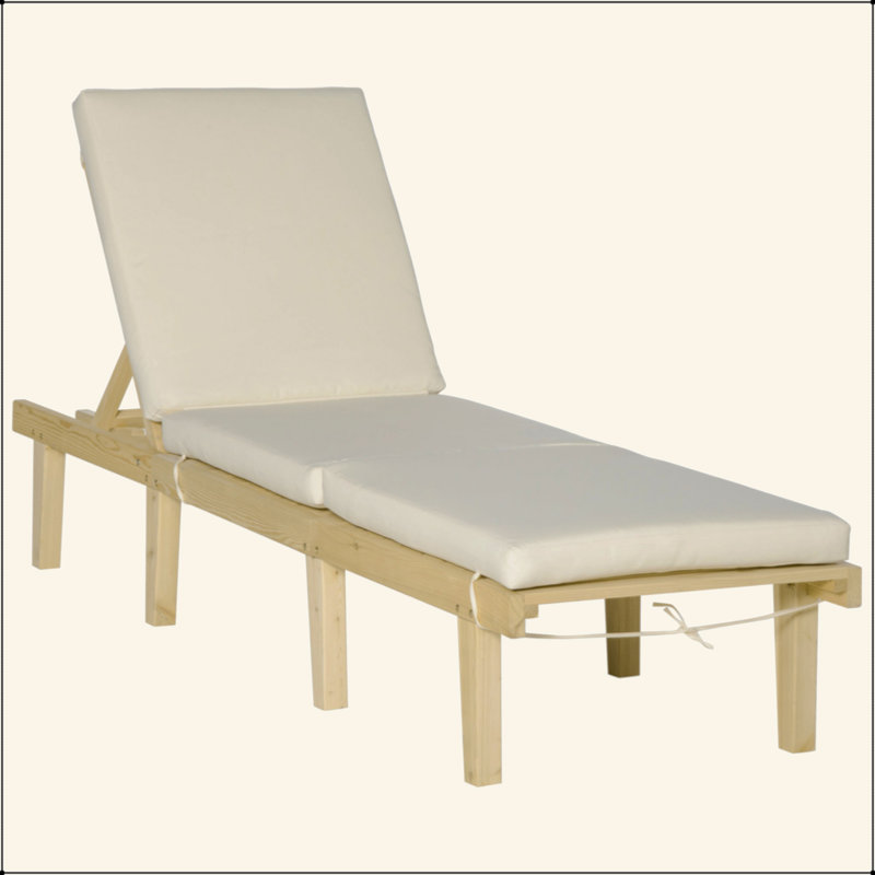 Chaise Lounge Chair For Outdoor, Patio Recliner With 4-Position Adjustable Backrest And Cushion For Deck, Beach, Lawn And Sunbathing