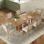 Ensemble de table de salle à manger extensible 7 pièces avec table à tréteaux et 6 chaises rembourrées-1805432759-1805432753
