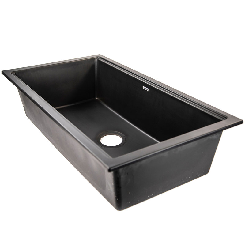 Plymouth 33.75'' L Undermount Single Basin Kitchen Sink, Matte Black