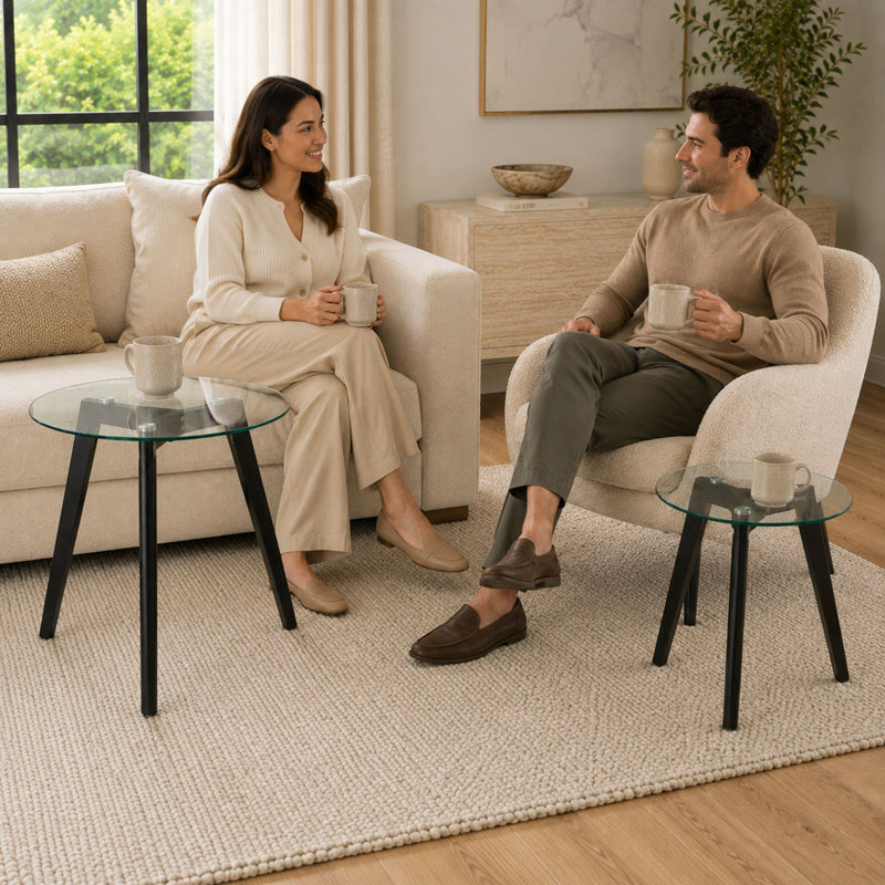 Ensemble de 2 tables gigognes modernes Ely, Noir