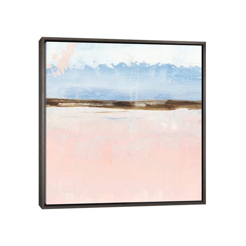 Reproduction d’art, "rose Sands I" par Ethan Harper, H 18 po x l 18 po x 1,5 po, Toile encadrée de bois rustique foncé