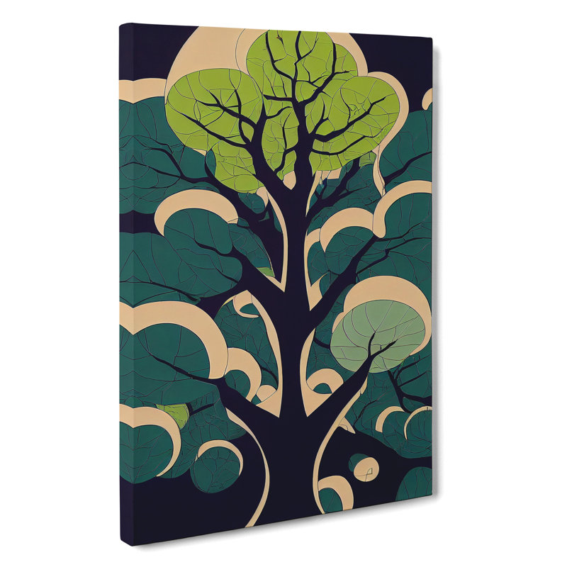 XC1022-3773X Retro Abstract Tree No.2 - Wrapped Canvas Print, 50cm H x 35cm W x 3cm D