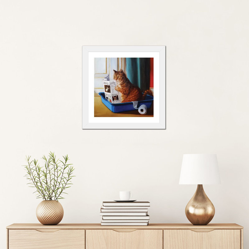 « Kitty Throne » par Lucia Heffernan-impression, H 16 po x l 16 po x P 1 po, Papier encadré blanc, Blanc