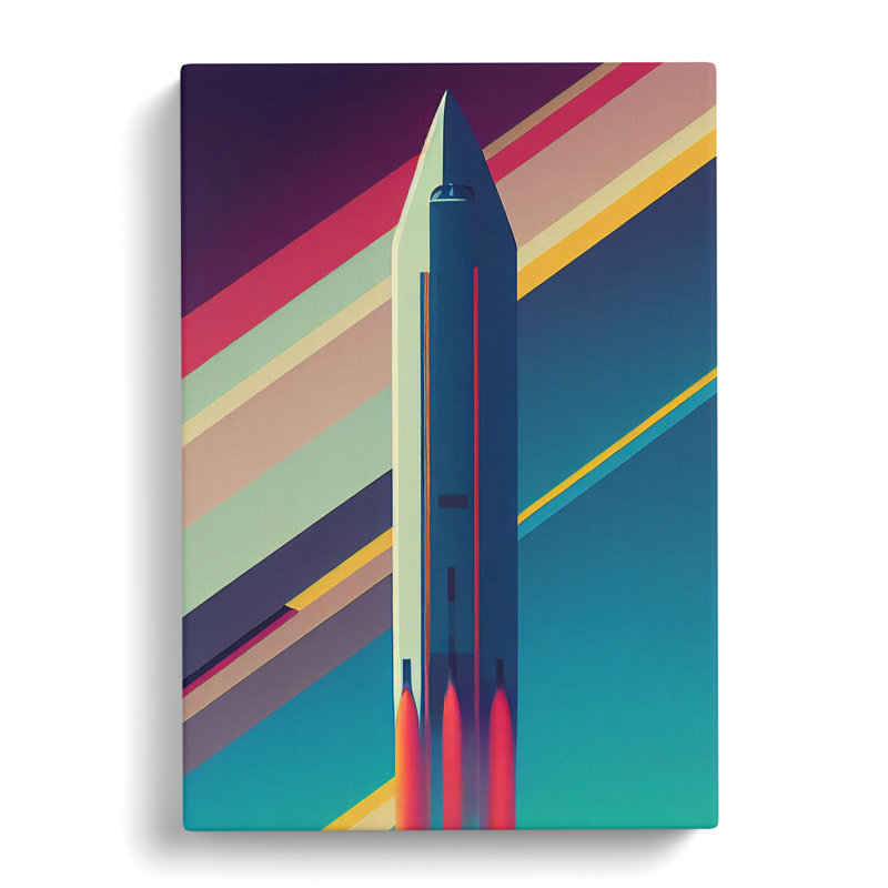 Spaceship Rocket Stripes - Wrapped Canvas, 50cm H x 35cm W x 3cm D