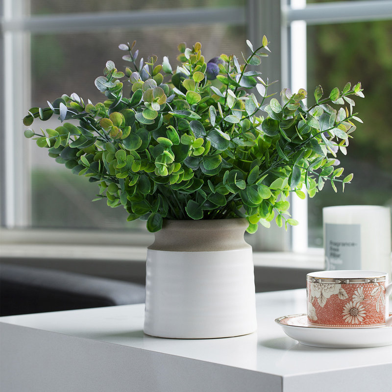 11'' Faux Eucalyptus Topiary in Ceramic Pot