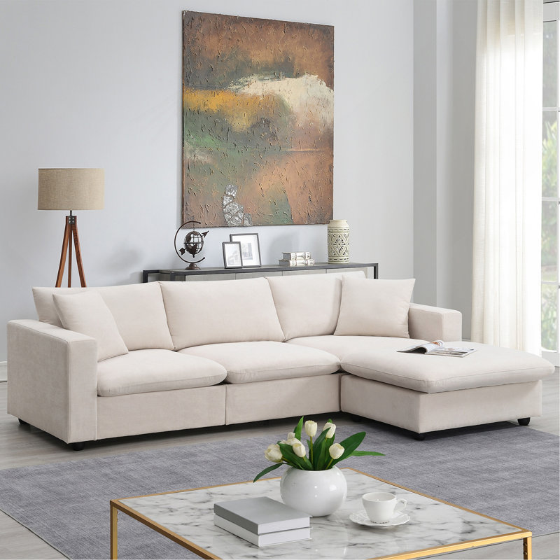 [VIDÉO] Canapé modulaire moderne 101 * 66 "avec coussins décoratifs, Beige