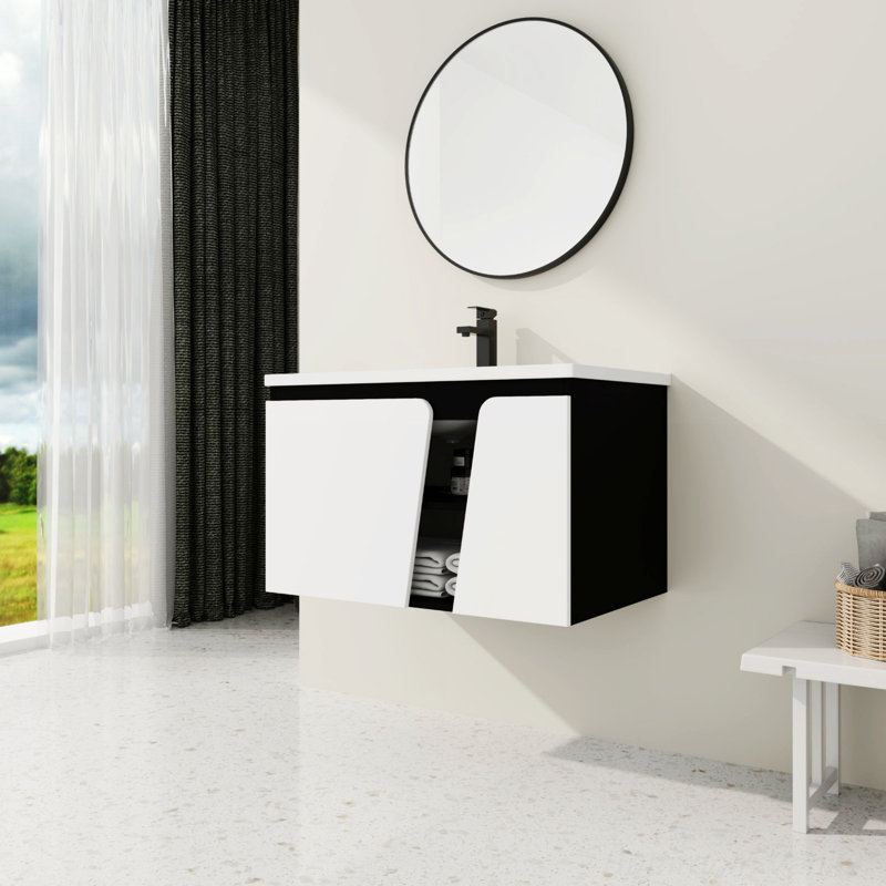 Floating Wall-Mounted Bathroom Vanity With Single Sink
