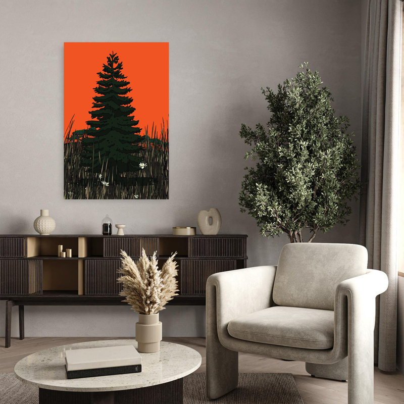 Arbre au crépuscule, paysage audacieux de pin, H 36 po x l 24 po