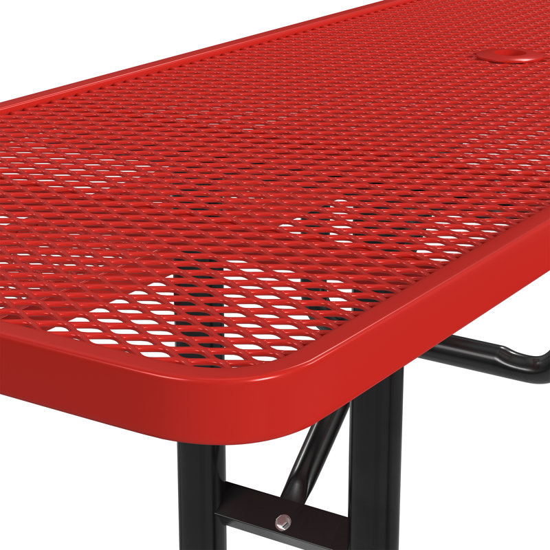 Leisure Craft 8 FT ADA Accessible Outdoor Picnic Table with 2 Bench Seats, Red