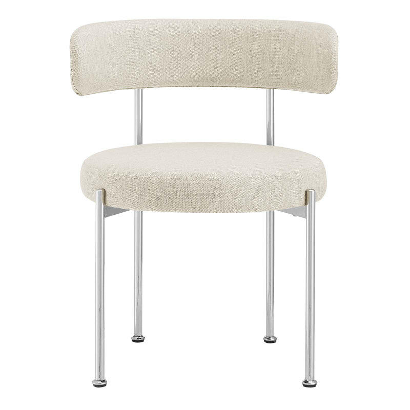 Modway Albie Fabric Dining Chairs, Beige, Silver