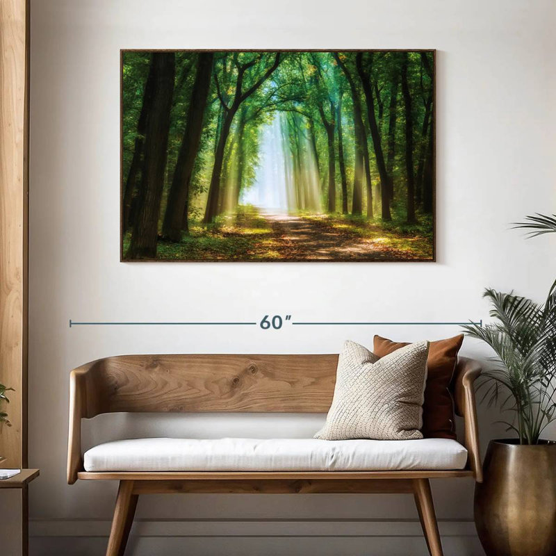 Rideau de lumière, 46 po x 31 po, Cadre flottant noyer