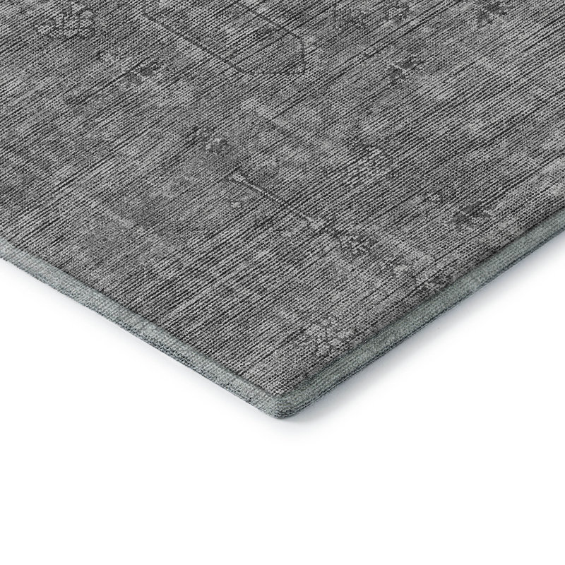 Premium Machine Washable Prisco Grey Rug, Round 8'
