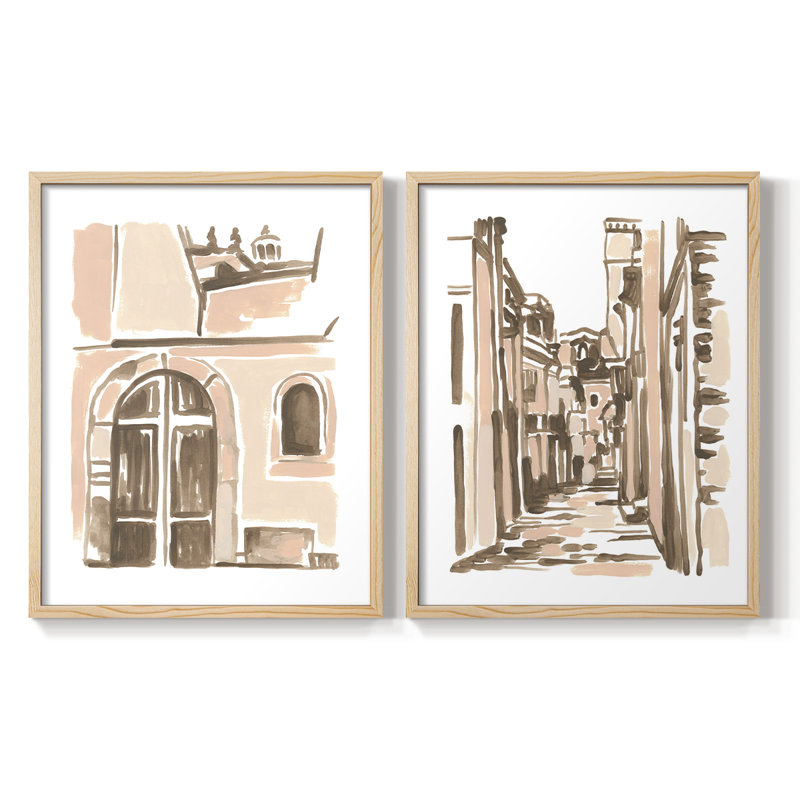 Blush Architecture Study V-Premium, impression encadrée - prête à être accrochée - aucun clou requis - aucun clou requis