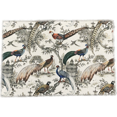 Tapis blanc lavable en microfibre Pheasant