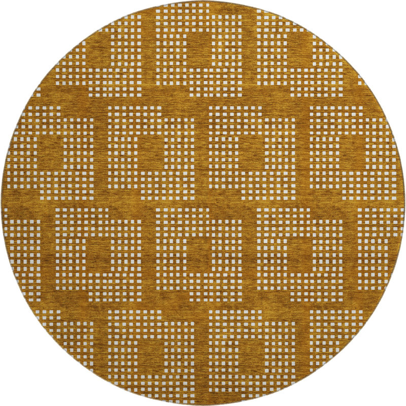 Premium Machine Washable Prisco Terracotta Rug, Round 8'