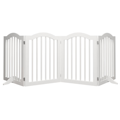 27.6" Tall Freestanding Foldable Pet Gate, Solid Wood, For Stairs & Kitchens