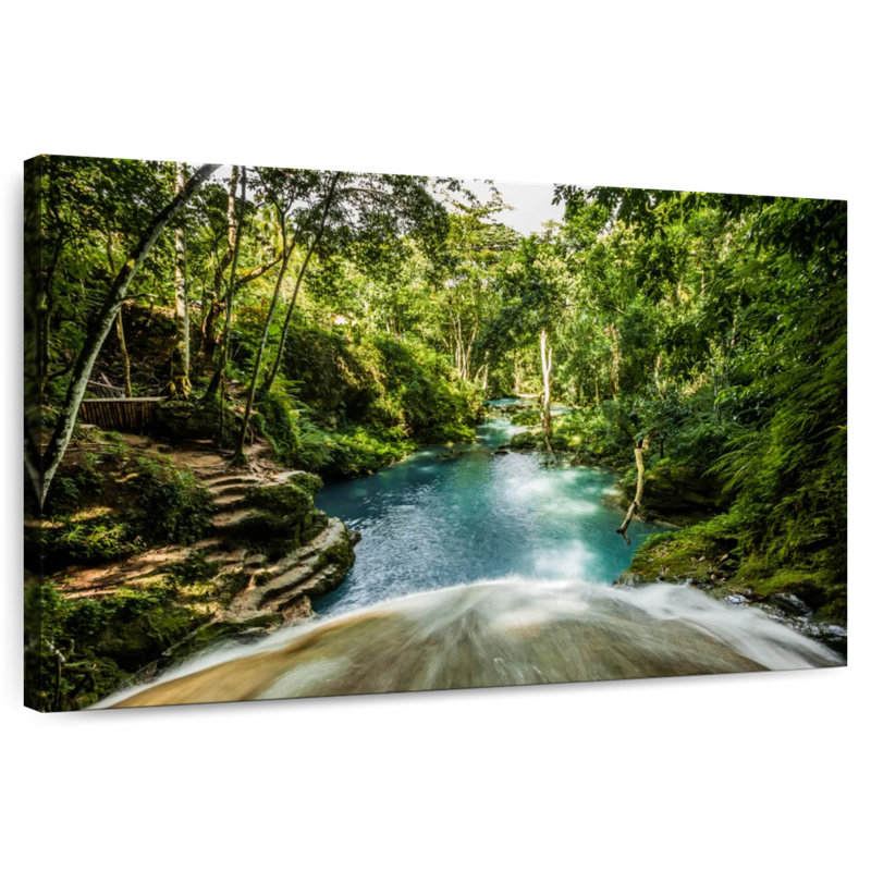 Alvord Jamaican Waterfall Paradise, H 32 po x l 48 po