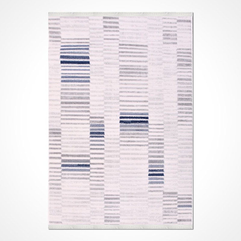 Tapis gris moderne lavable à la machine, Rectangle 4 pi x 6 pi 7 po