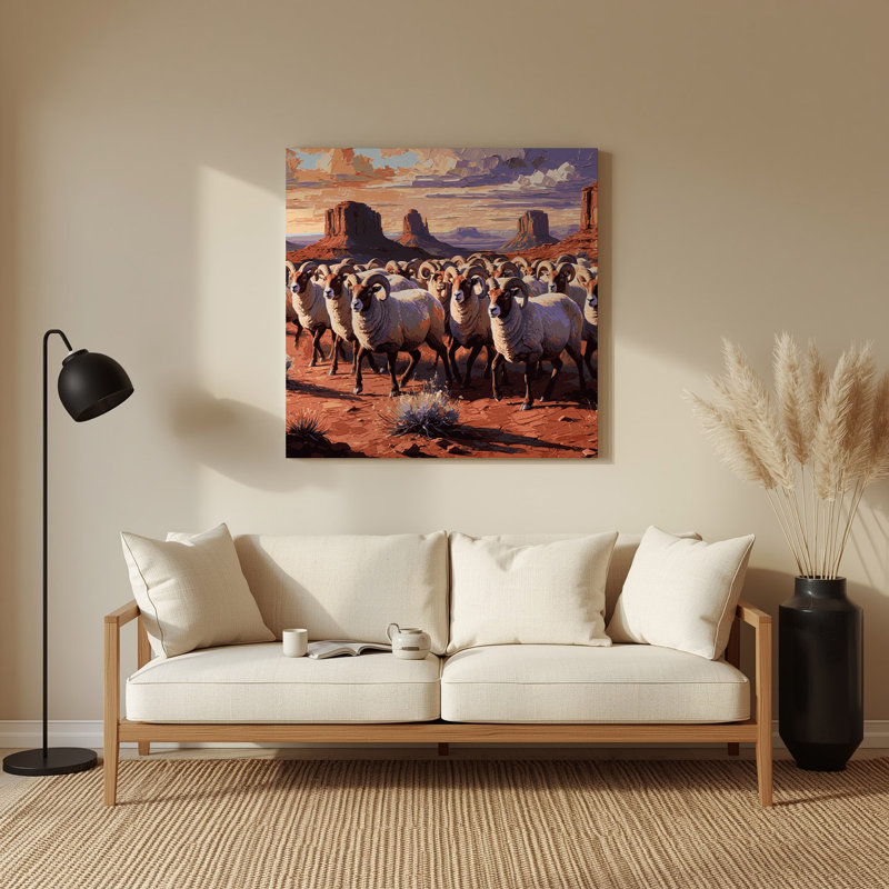 «Southwestern Animals Sheep 49», art mural en métal brun, H 192 po x l 192 po x P 0,05 po