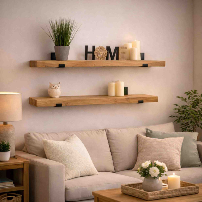 2 Piece Wood Floating Shelf