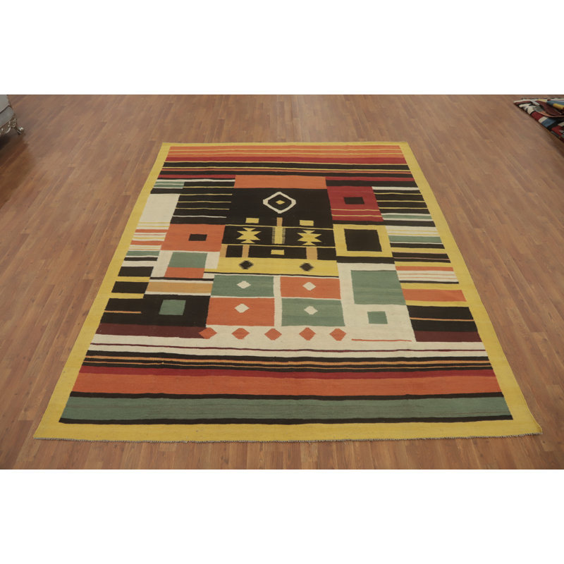 Tapis oriental kilim en laine à tissage plat 8 x 10