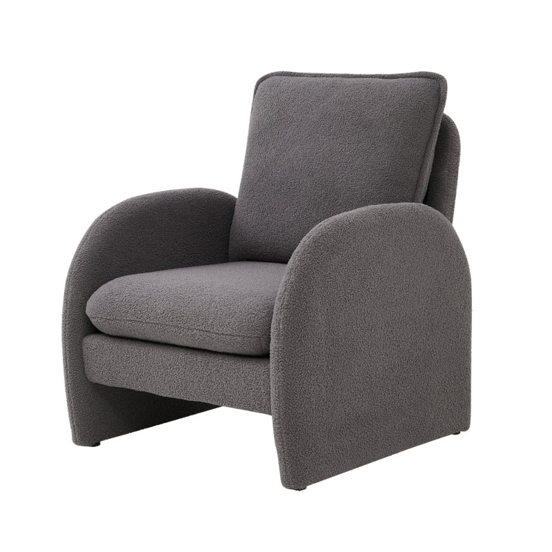 28.35'' 1-seater Lamb Fabric Sofa – Solid Wood Frame, Curved Armrests & Rubber Feet With Included Pillow For Small Spaces