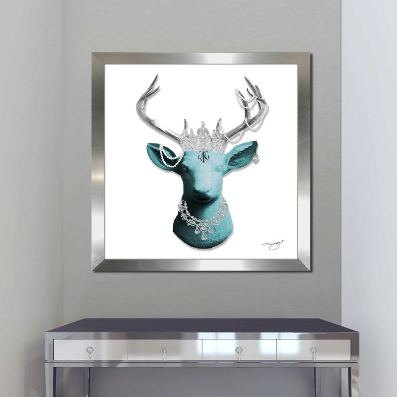 Tiffany Deer (Square) par By Jodi - impression, Encadrement argenté, H 37,5 po x l 37,5 po x P 1 po