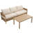Koosharem Three-Seat Rattan Sofa With Coffee Table, Outdoor Rattan Patio Furniture Sets With Cushions-121166434