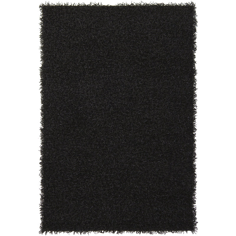 Zara Hand Loomed Modern Area Rug in Black, Rectangle 5' x 7'6"
