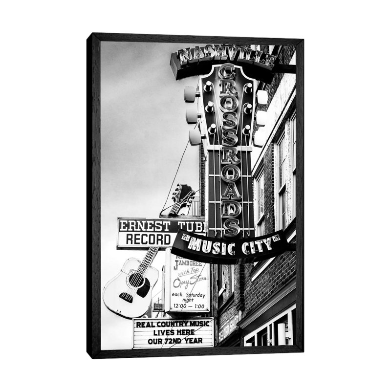 Nashville Music City by Susanne Kremer - Print on Canvas, Black Floater Framed, 66.04cm H x 45.72cm W x 3.81cm D