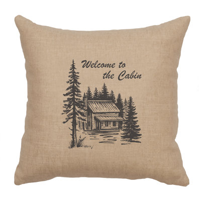 Coussin Wooded River Image - Cabine de bienvenue - Lin naturel